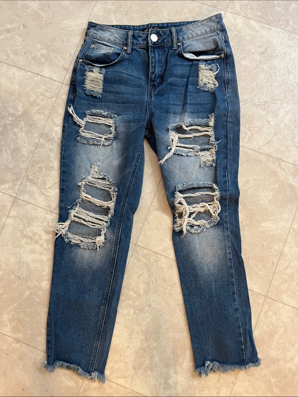 Hot Kiss Distressed Dark Blue Boyfriend Jeans 3